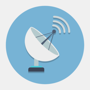 Satellite dish icon – blue – shutterstock_195691208